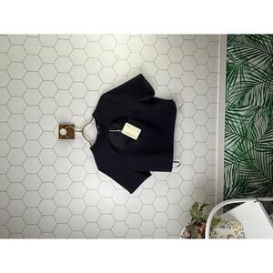 Pepper Mayo Black Short Sleeve Crop Top with Front Cutout - Size - 10